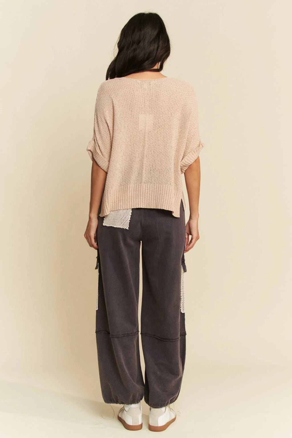 Davi & Dani Sequin American Flag Patch Short Sleeve Knit Top