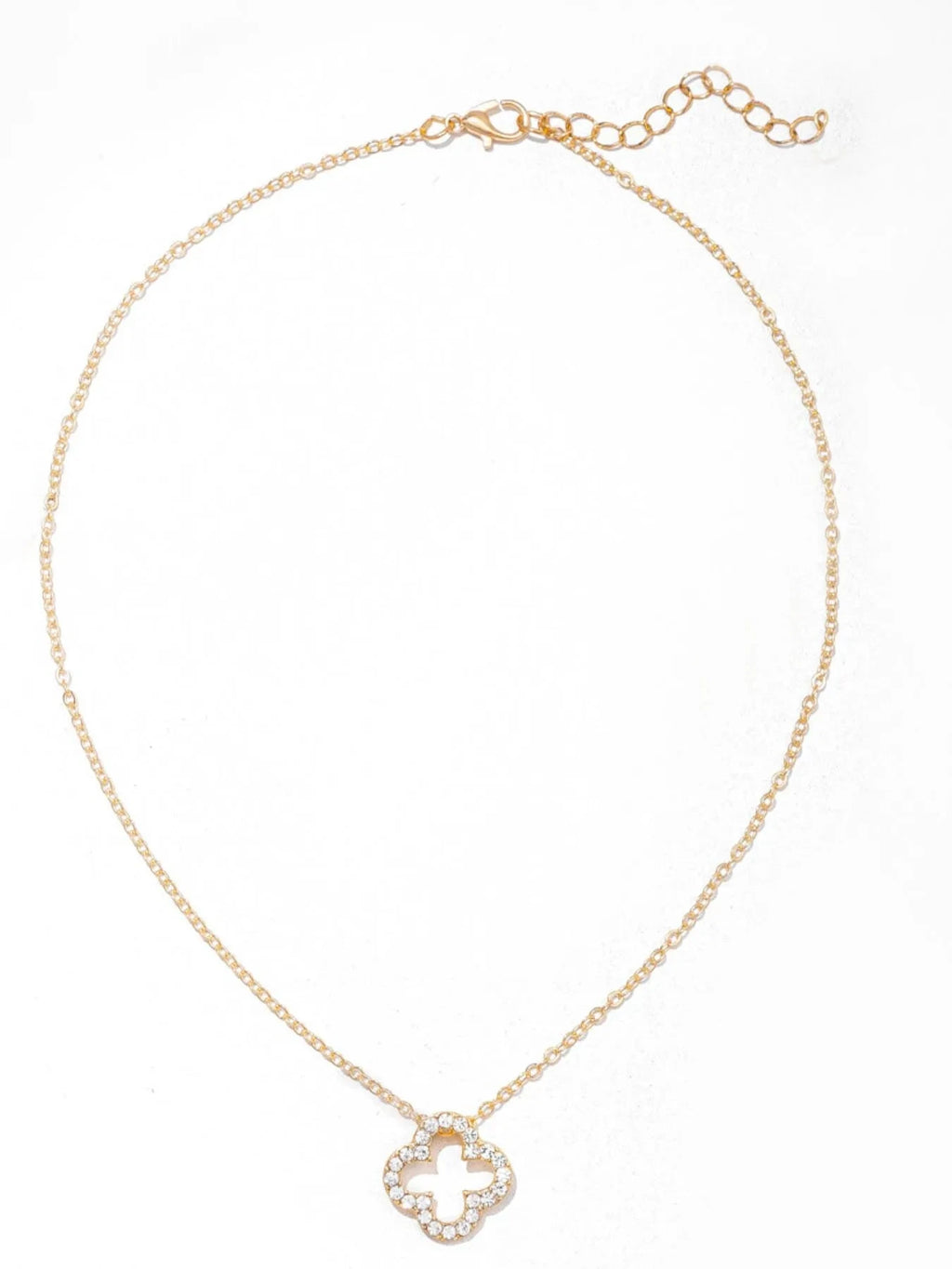 Inlaid Zircon Clover Pendant Necklace