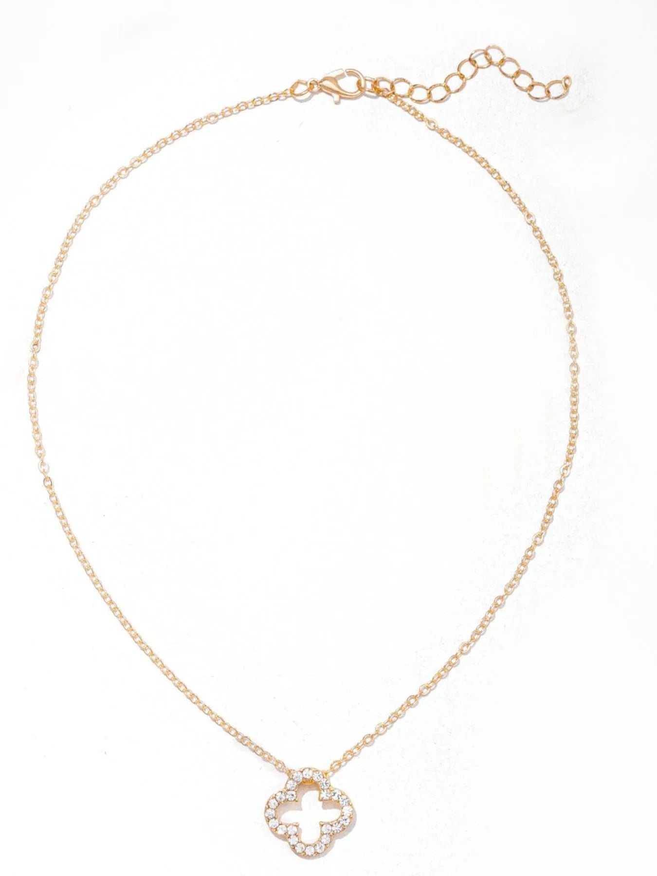 Inlaid Zircon Clover Pendant Necklace