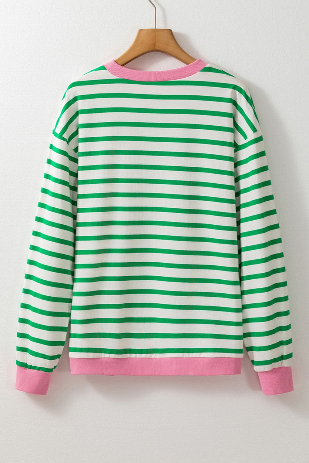 Striped Lucky Clover Long Sleeve Sweatshirt - Laazaar