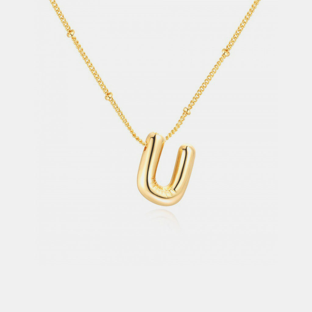 Gold-Plated Bubble Initial Necklace - Laazaar