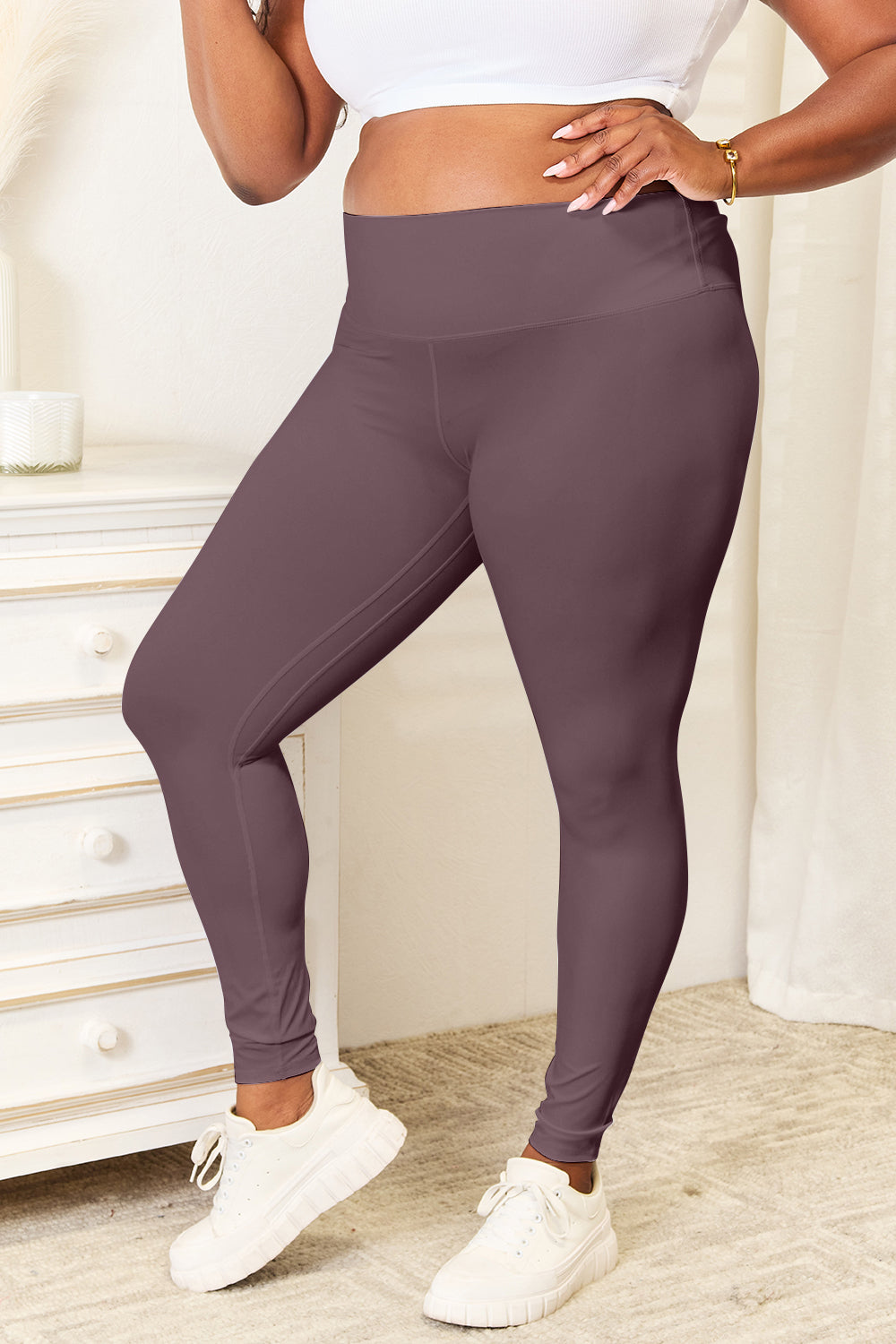 Double Take Wide Waistband Sports Leggings - Laazaar