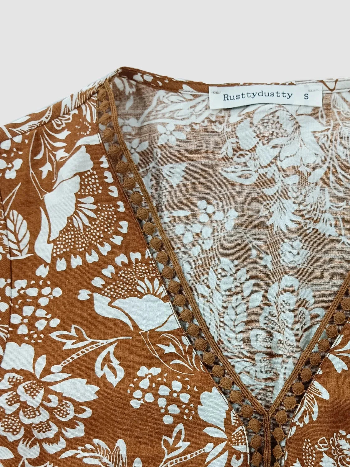 Lace Detail Printed Short Sleeve Midi Dress