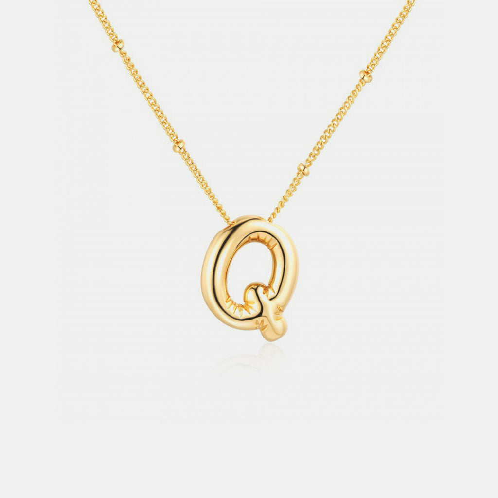 Gold-Plated Bubble Initial Necklace - Laazaar