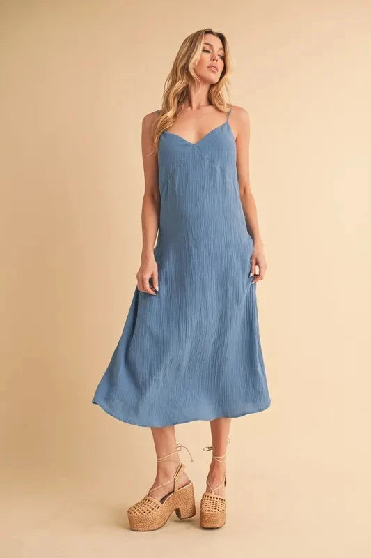 Aemi+Co Side Button Midi Cami Dress