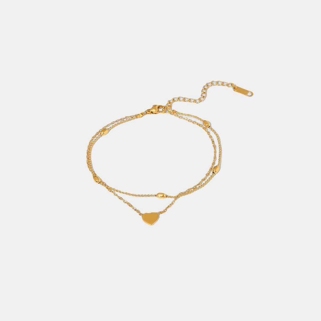 Heart Shape Double-Layered Anklet - Laazaar