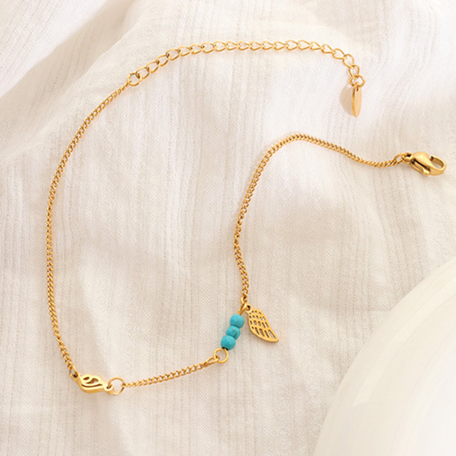 Titanium Steel Wing Shape Charm Anklet Bracelet - Laazaar