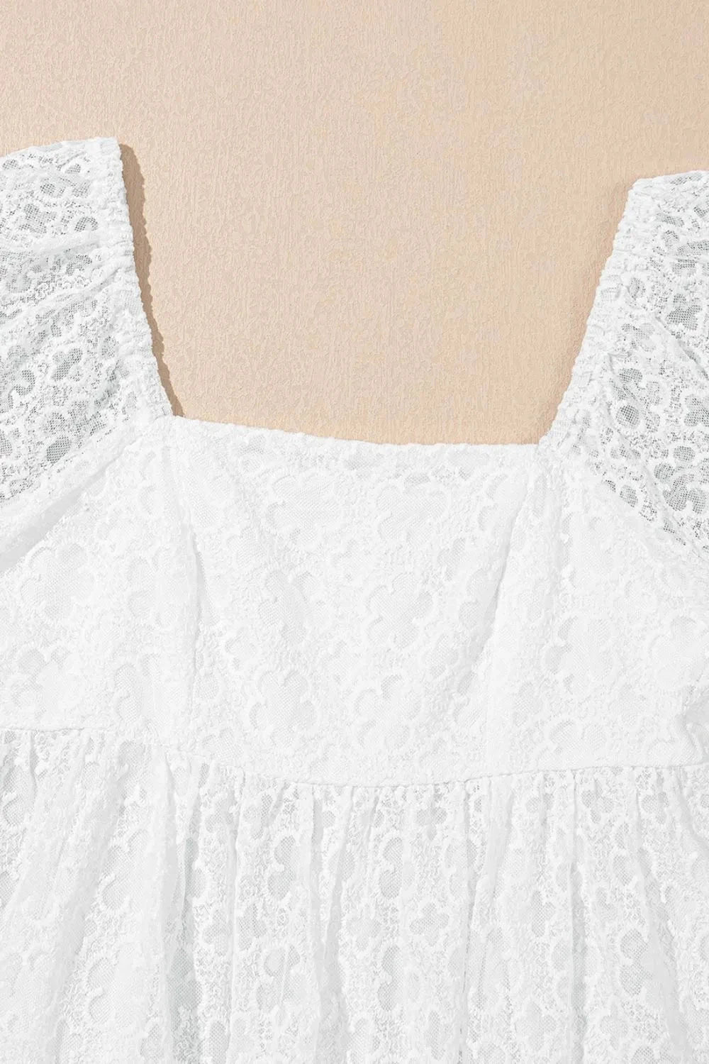 Lace Puff Sleeve Empire Waist Mini Dress