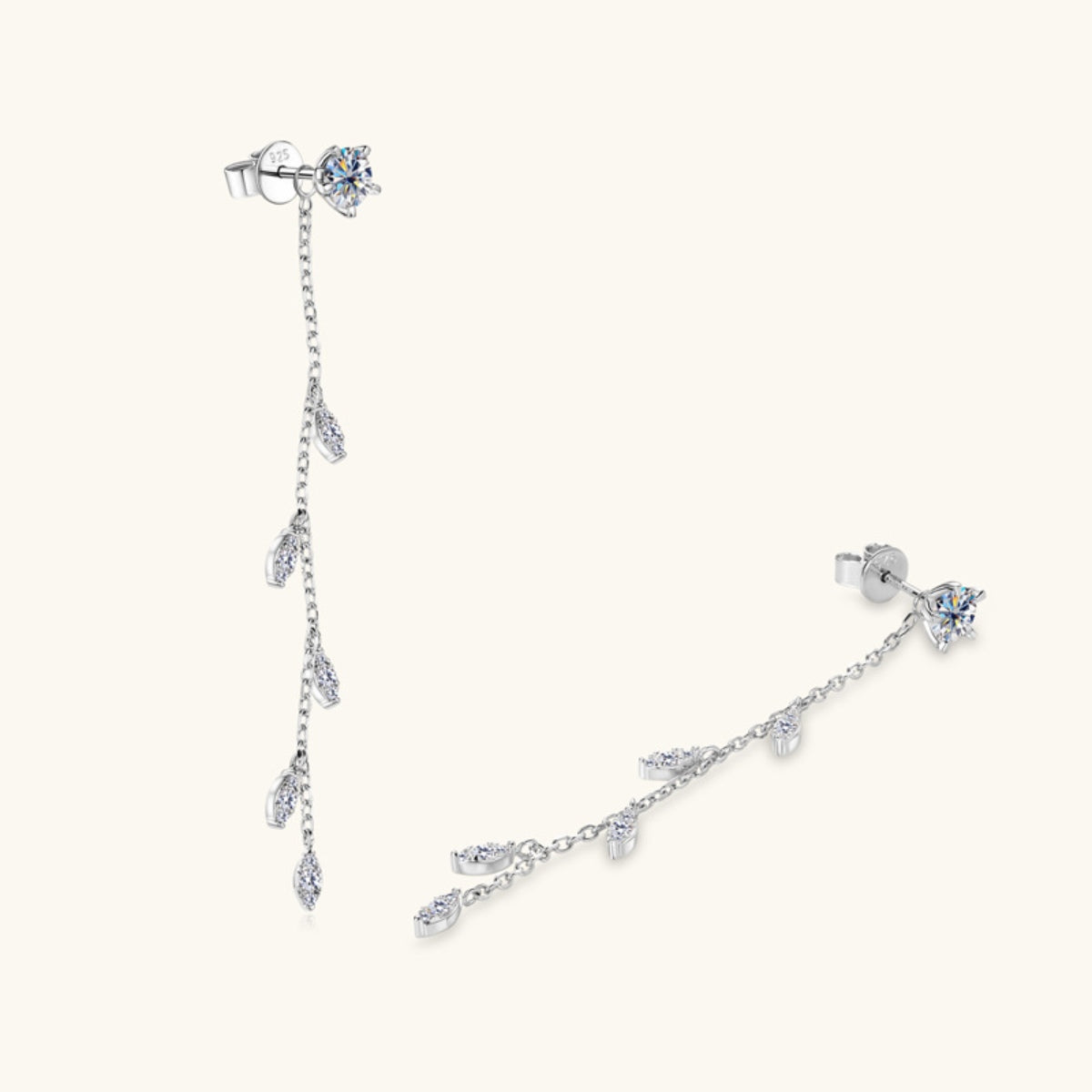 1.38 Carat Moissanite 925 Sterling Silver Leaf Earrings - Laazaar