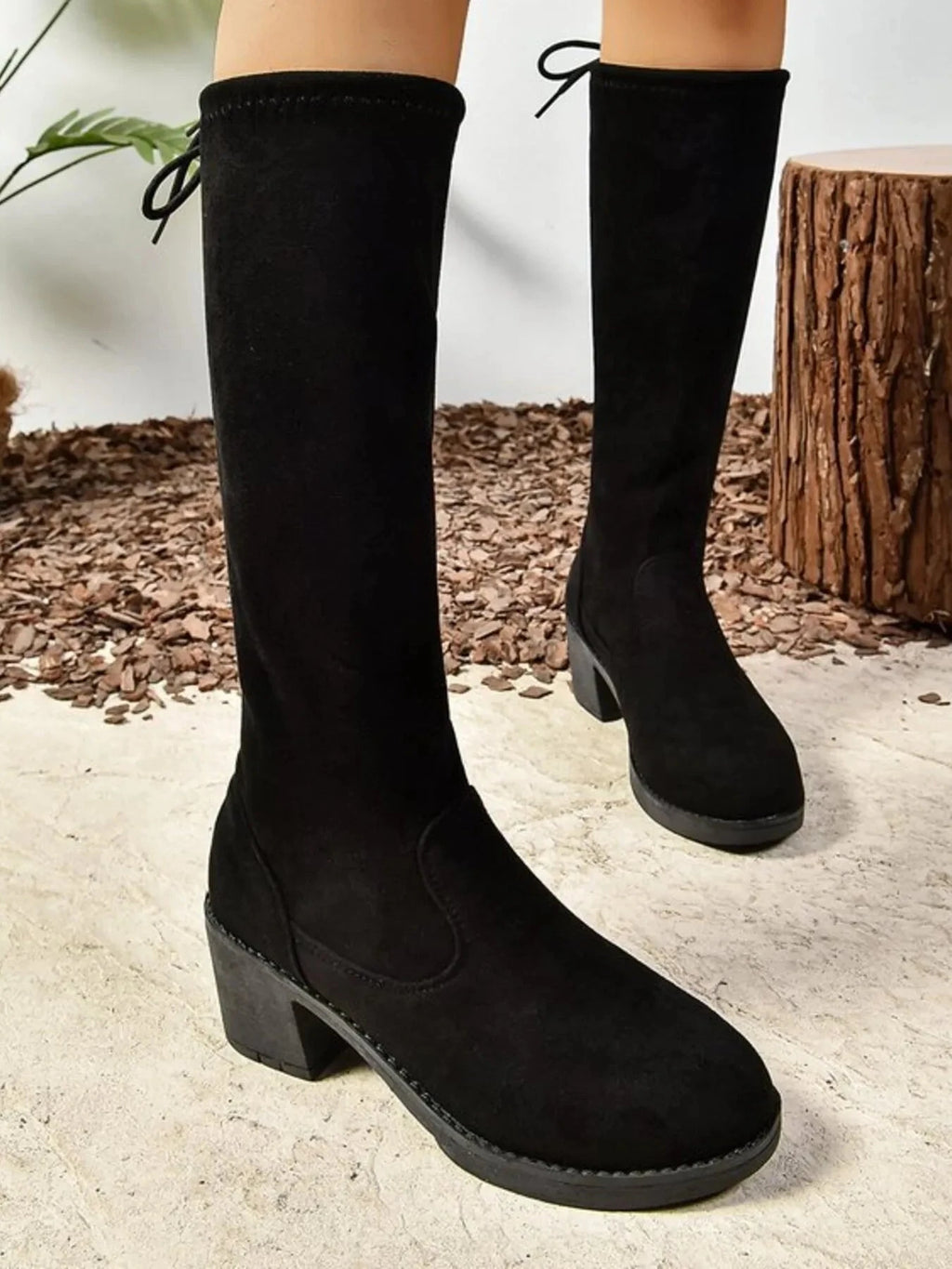 Round Toe Block Heels Boots