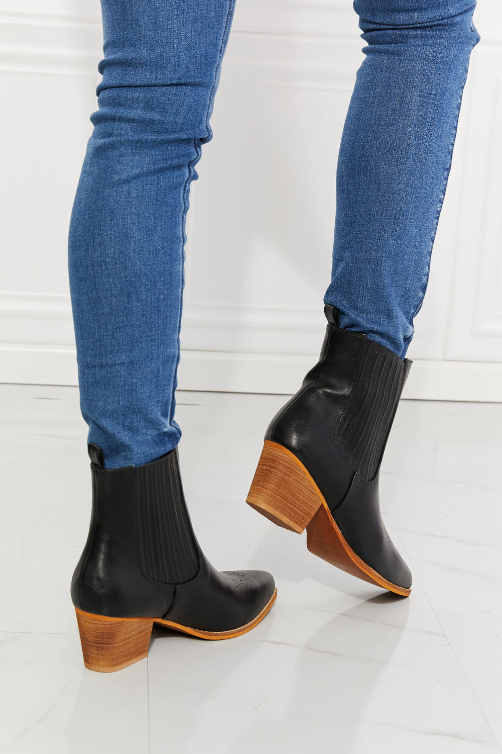 MMShoes Love the Journey Stacked Heel Chelsea Boot in Black - Laazaar