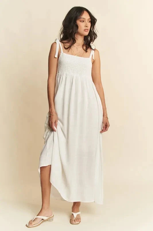 Davi & Dani Smocked Sleeveless Maxi Cami Dress