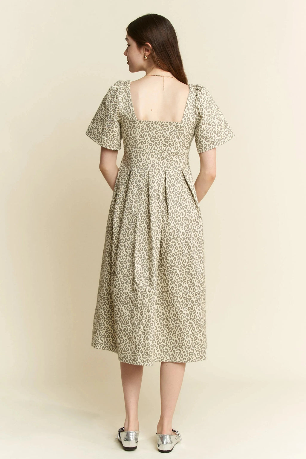 Jade By Jane Full Size Leopard Print Bell Sleeve Midi Dress Plus Size