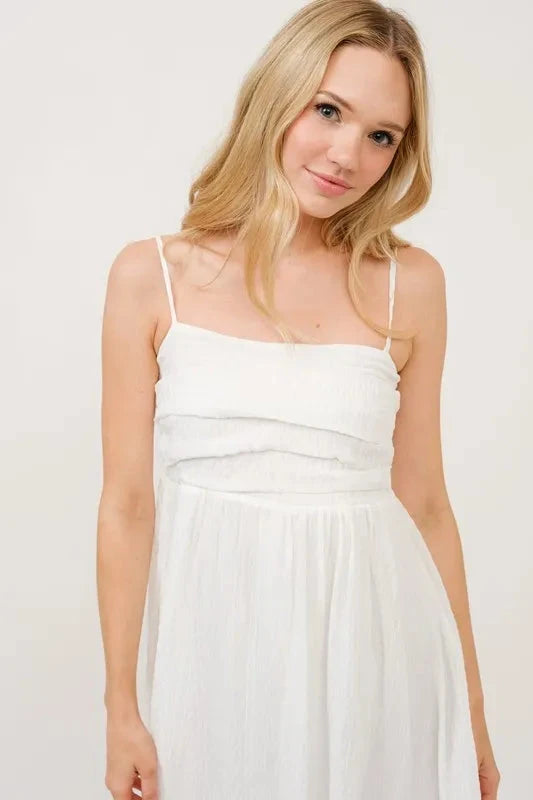 And The Why Ruched Front Smocked Back Babydoll Mini Dress