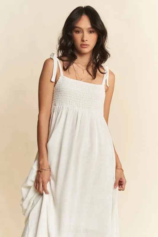 Davi & Dani Smocked Sleeveless Maxi Cami Dress