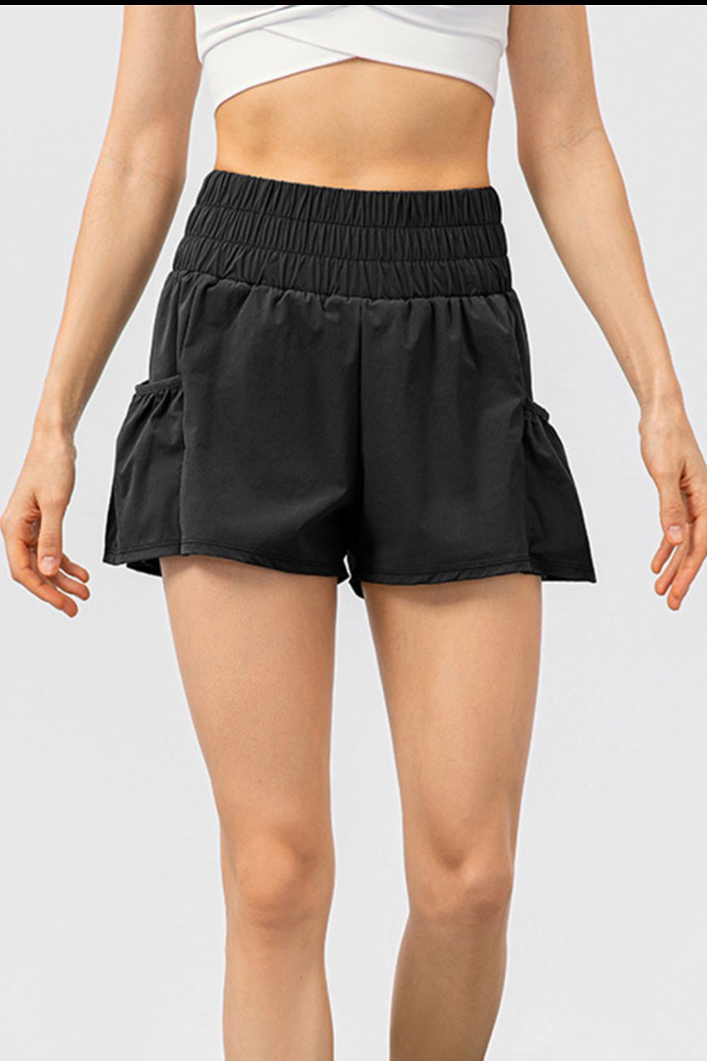 Elastic Waist Pocketed Active Shorts - Laazaar