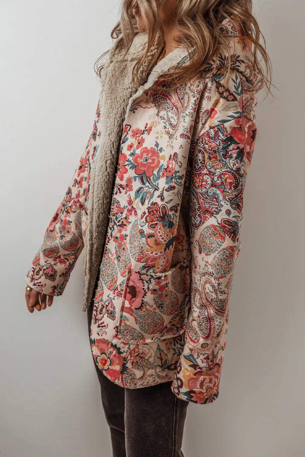Printed Long Sleeve Hooded Jacket - Laazaar