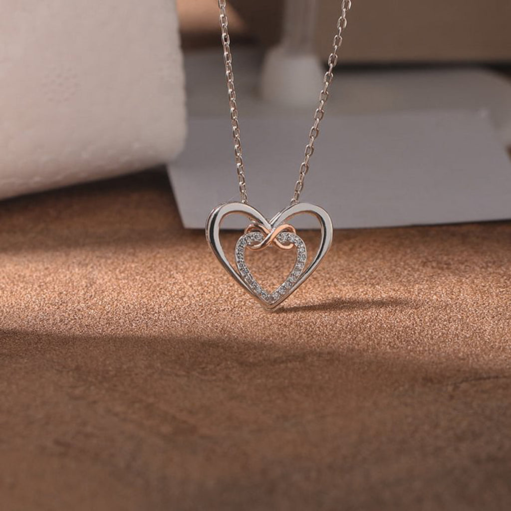 Heart Shape Inlaid Zircon 925 Sterling Silver Necklace - Laazaar