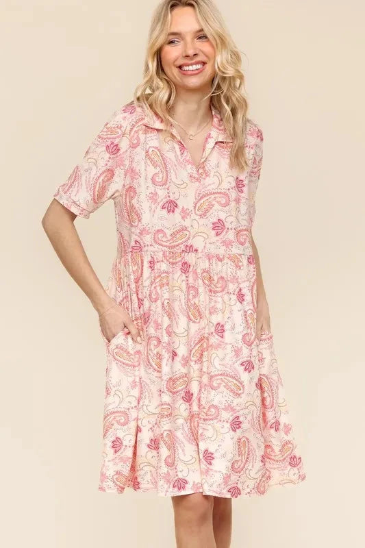 Haptics  Fit and Flare Paisley Print Knit Dress