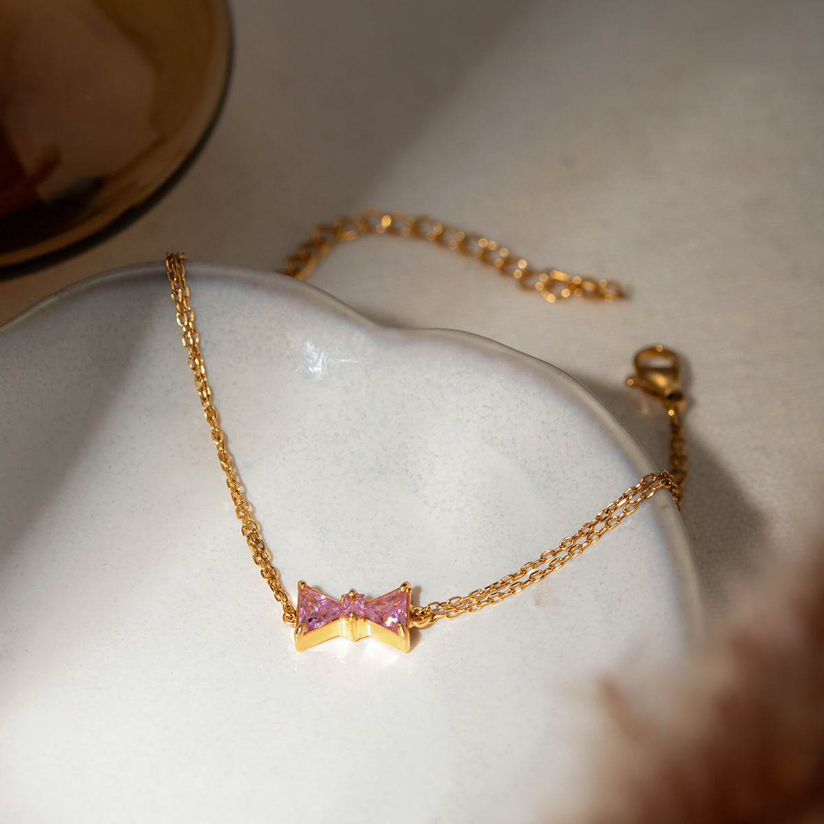 Stainless Steel Zircon Bow Bracelet - Laazaar