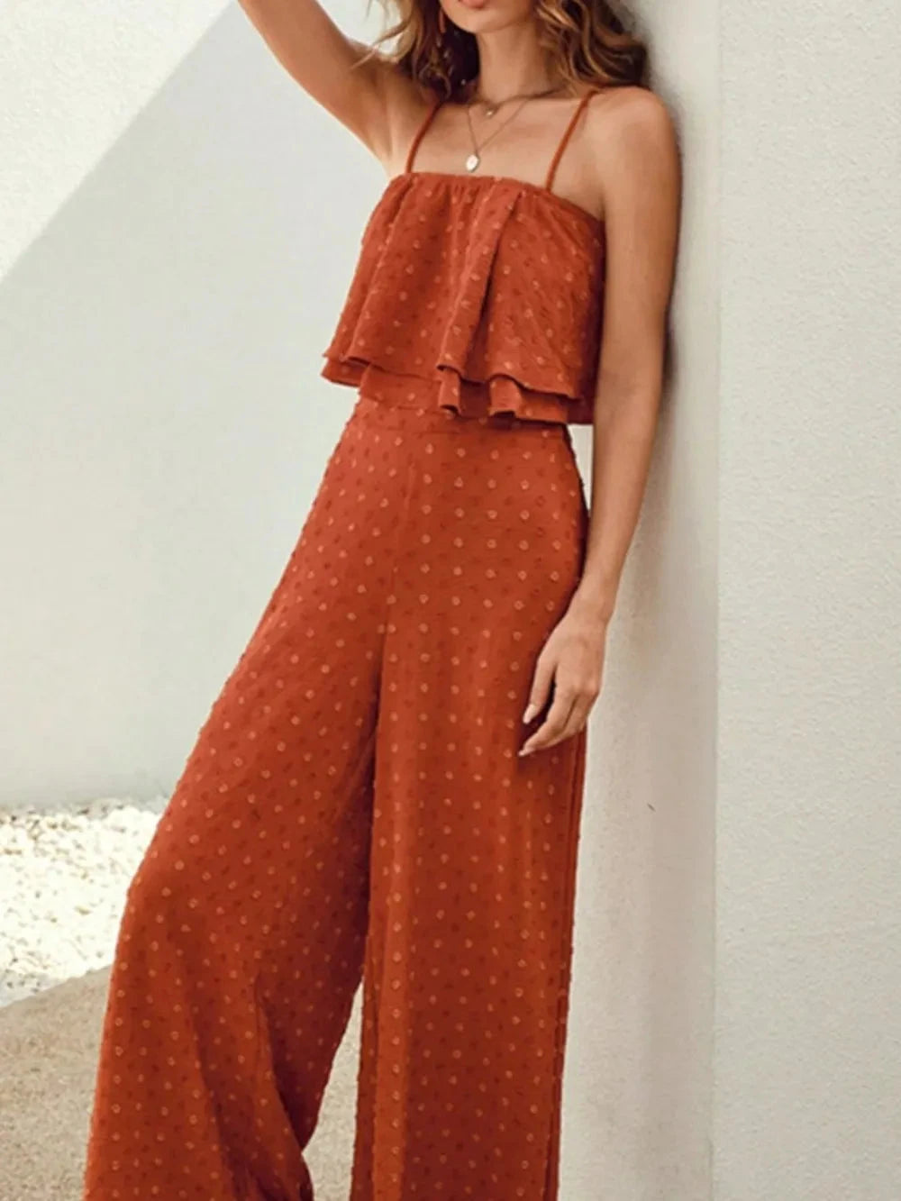 Swiss Dot Layered Cami and Pants Set