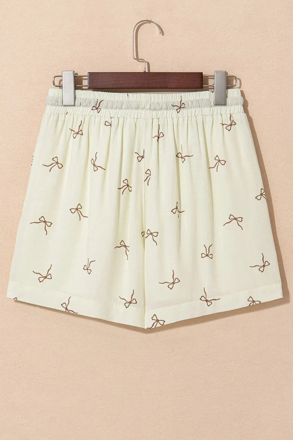 Bow Print Lace Drawstring Casual Shorts