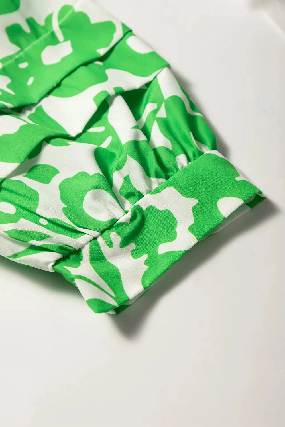 Printed Puff Half Sleeve V Neck Babydoll Dress