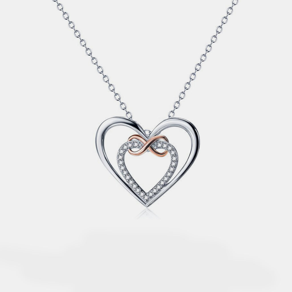 Heart Shape Inlaid Zircon 925 Sterling Silver Necklace - Laazaar