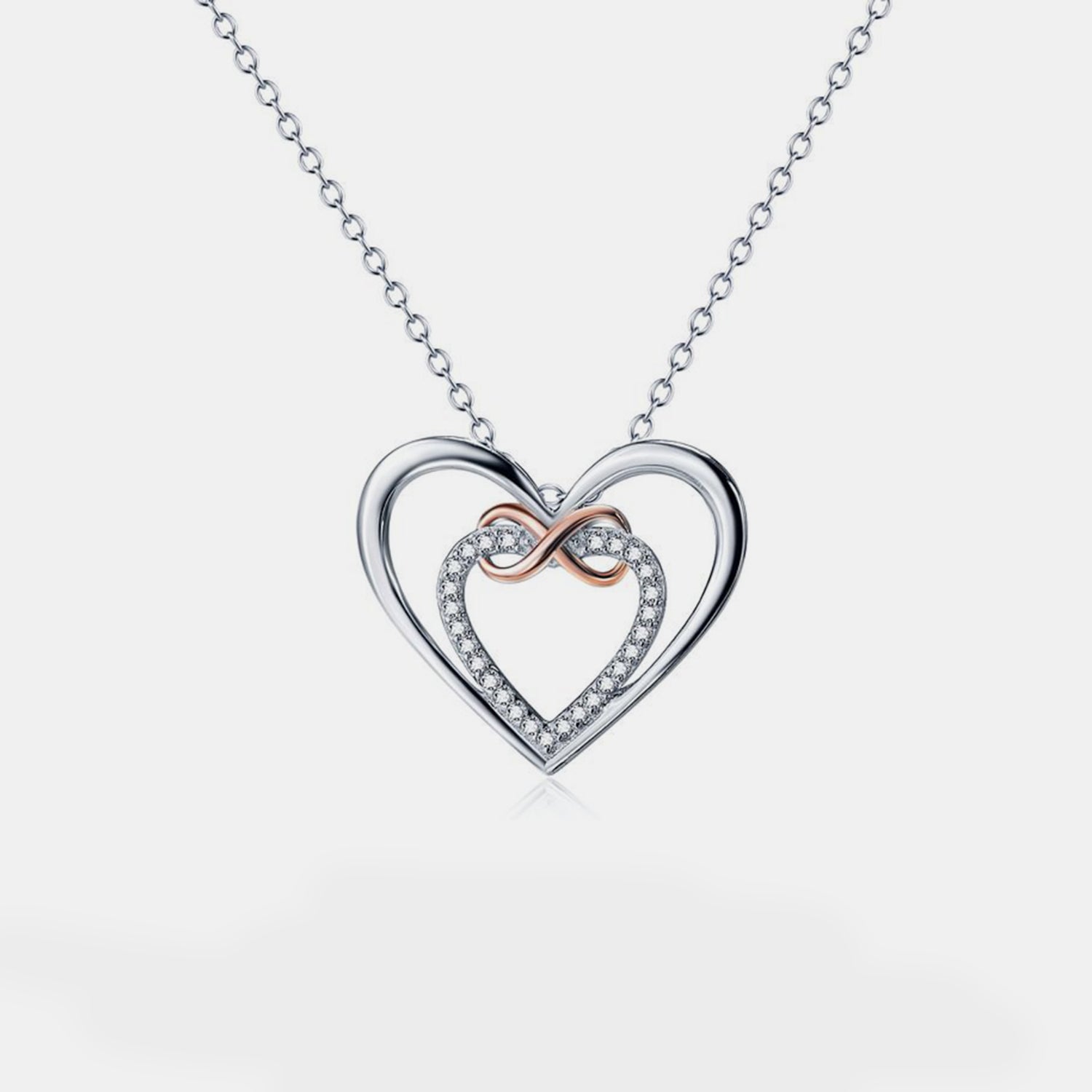 Heart Shape Inlaid Zircon 925 Sterling Silver Necklace - Laazaar