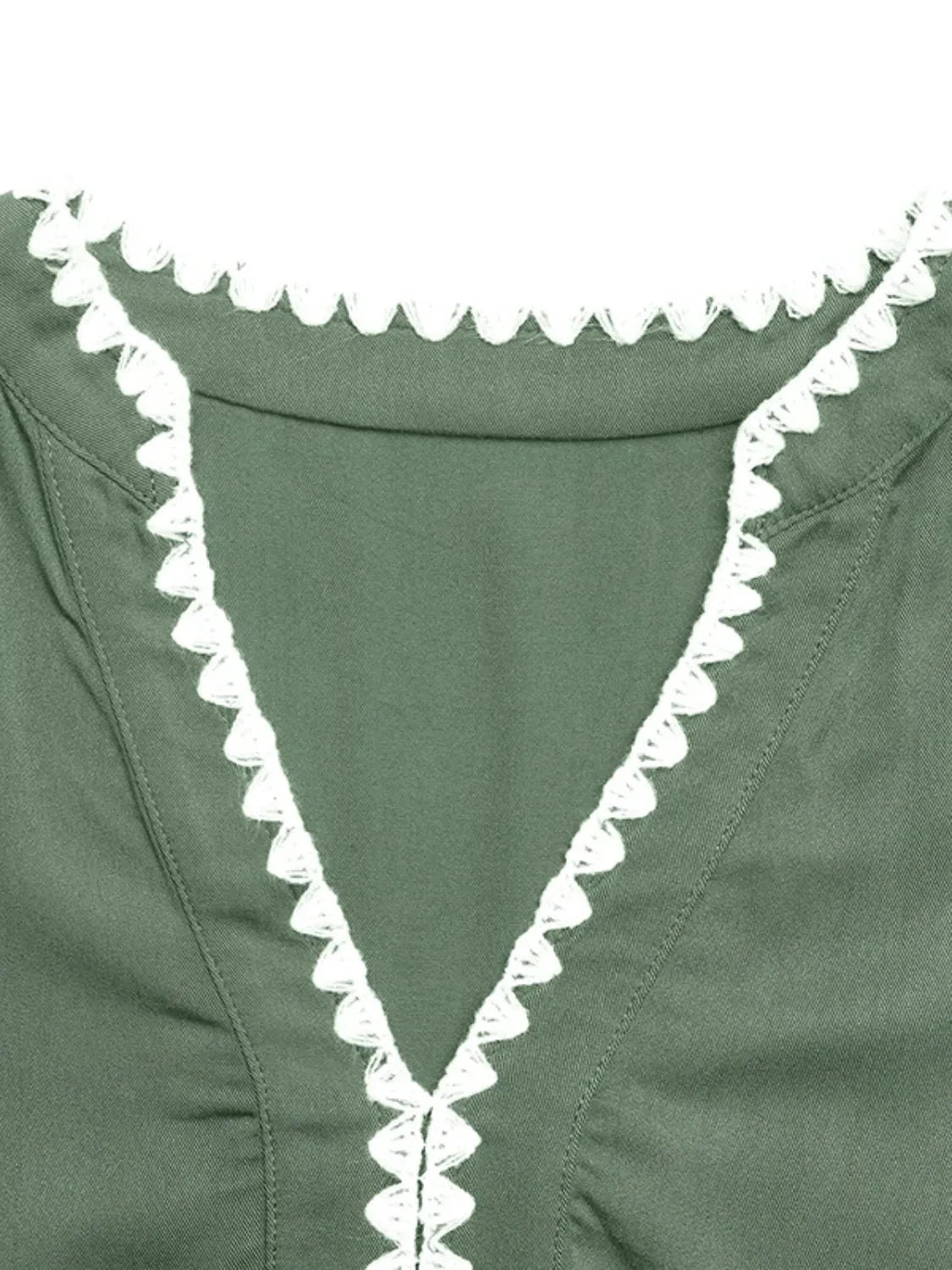 Lace Detail Notched Flounce Sleeve Mini Dress