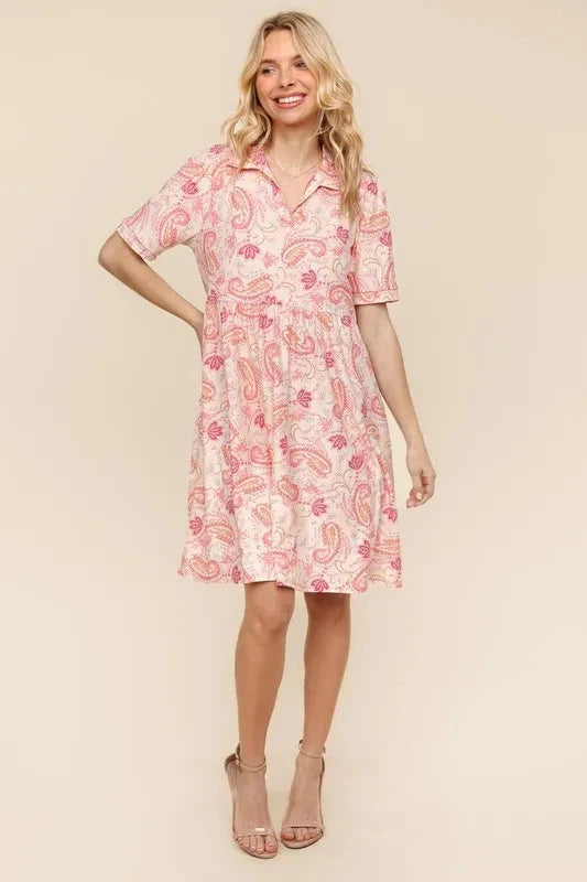 Haptics  Fit and Flare Paisley Print Knit Dress