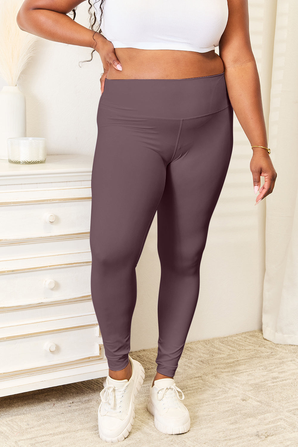 Double Take Wide Waistband Sports Leggings - Laazaar