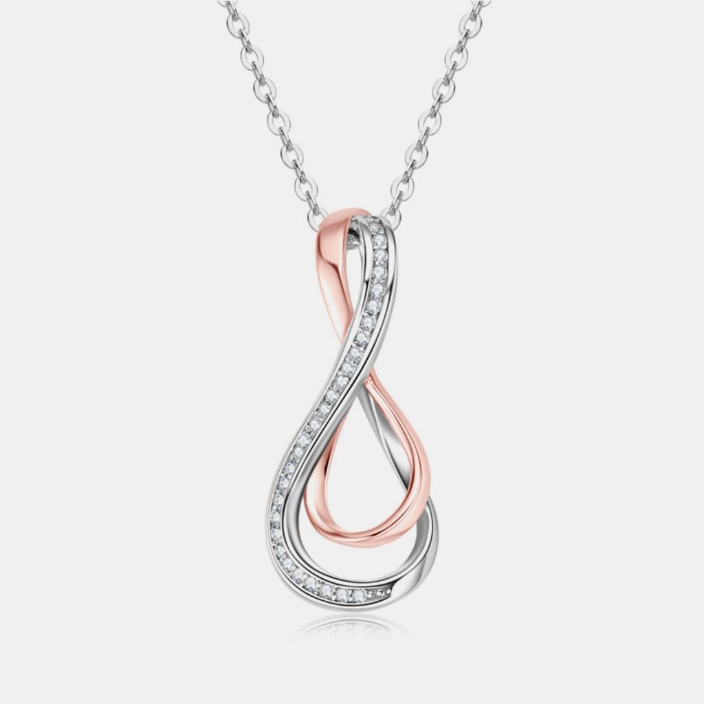 925 Sterling Silver Inlaid Moissanite Infinity Pendant Necklace - Laazaar
