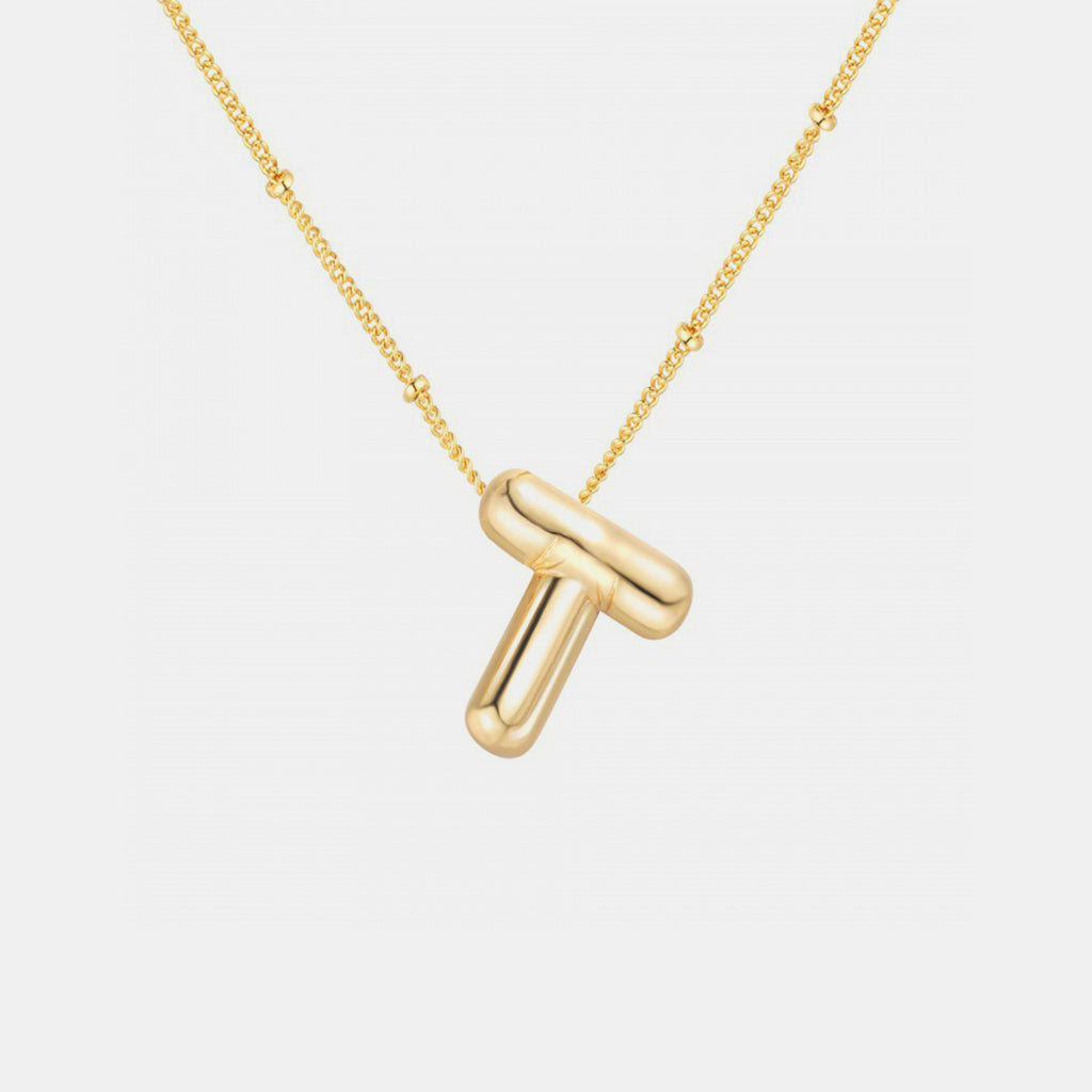 Gold-Plated Bubble Initial Necklace - Laazaar