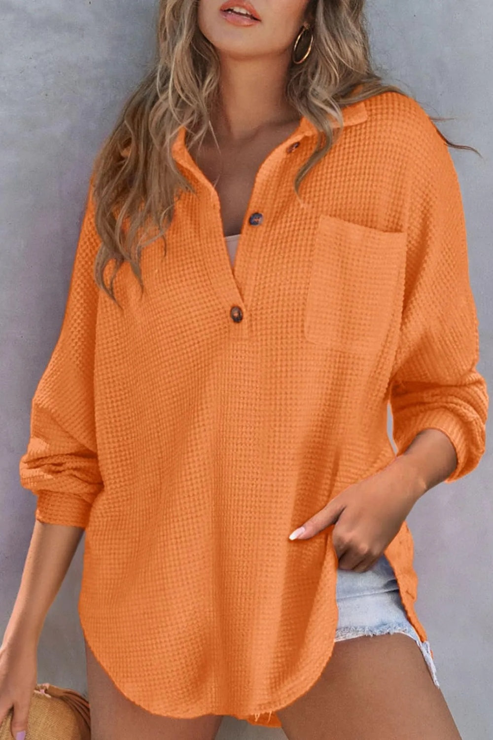 Half Button Long Sleeve Sweatshirt - Laazaar