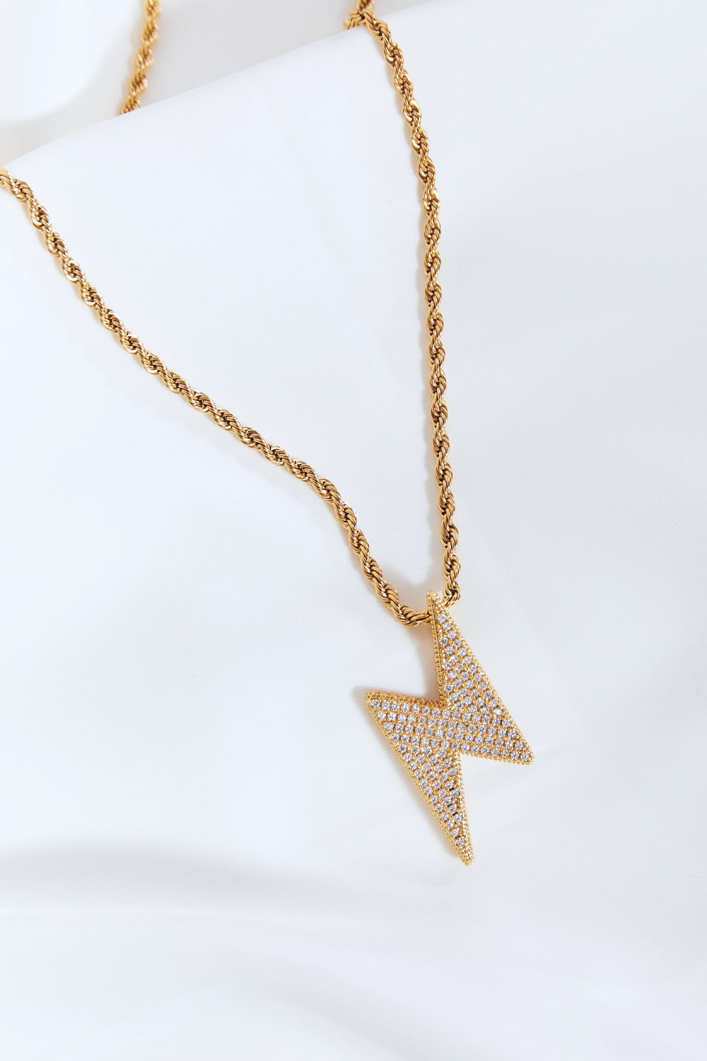 Brass Lightning Pendant Necklace - Laazaar