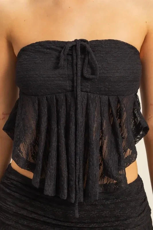 HYFVE Lace Bustier Flowy Tube Top