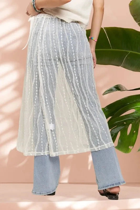 ADORA Sheer Layered Mesh Cover-Up Skirt