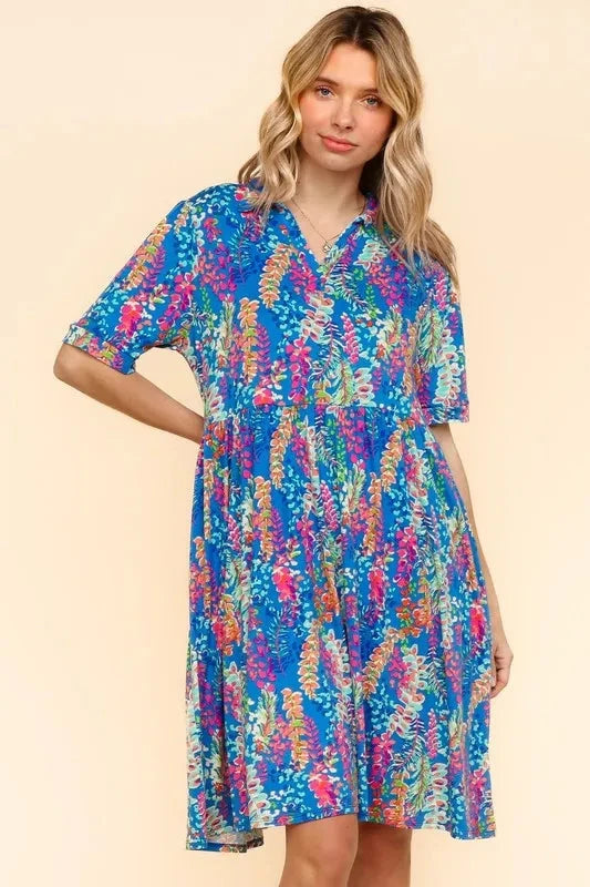 Haptics Johnny Collar Babydoll Dress with Side Pockets