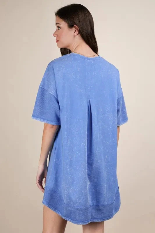 VERY J Plus Size Mineral Washed Comfy Casual Knit Mini Dress