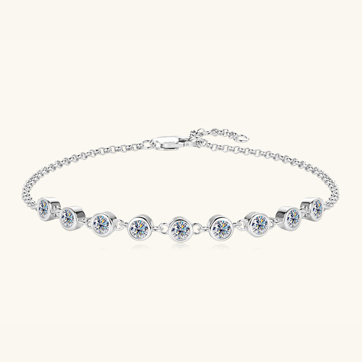 Inlaid Moissanite 925 Sterling Silver Bracelet - Laazaar