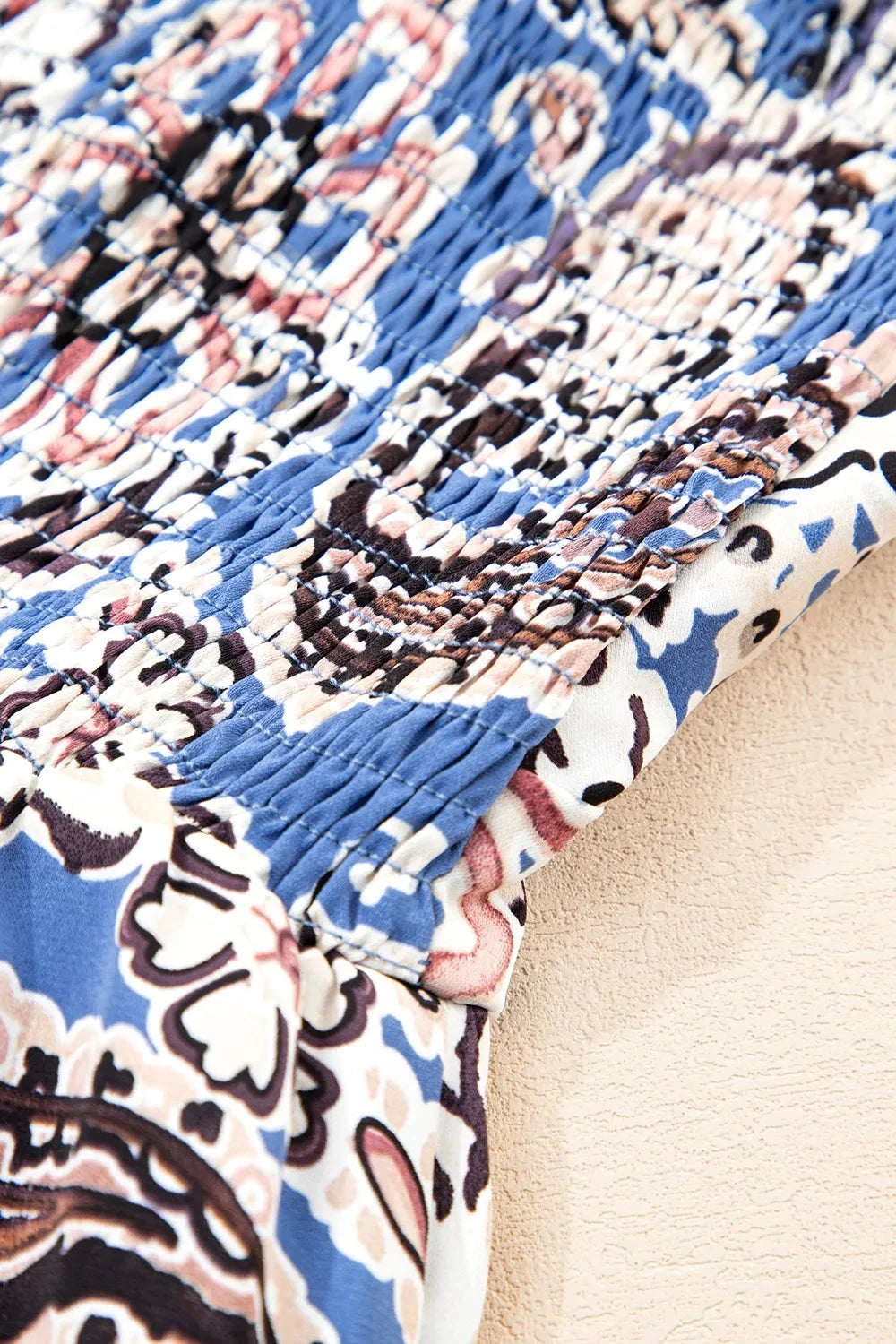 Paisley Print Twist Detail Smocked Back Spaghetti Straps Dress