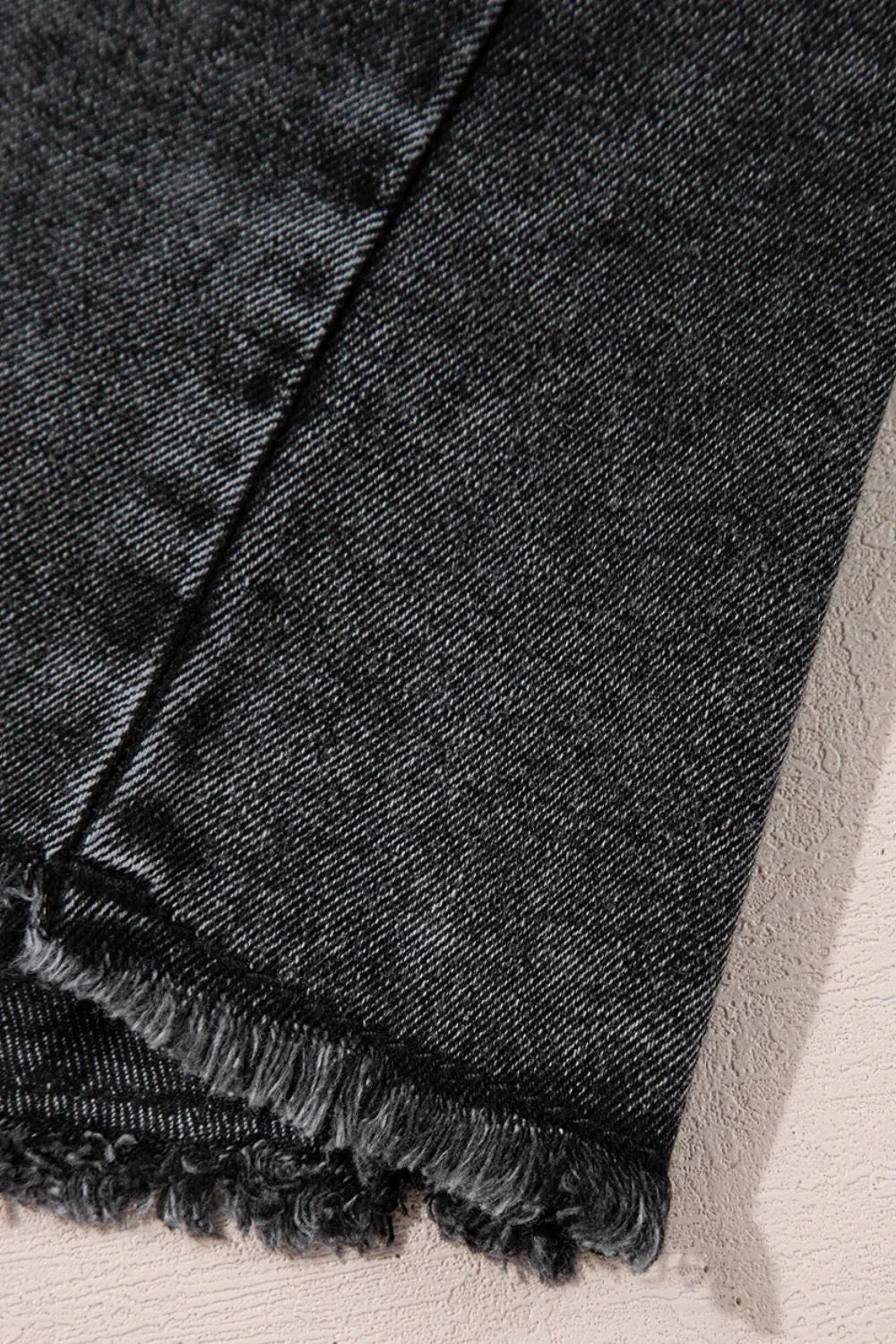 Short Sleeve Flap Pocket Button Up Raw Hem Denim Shirt