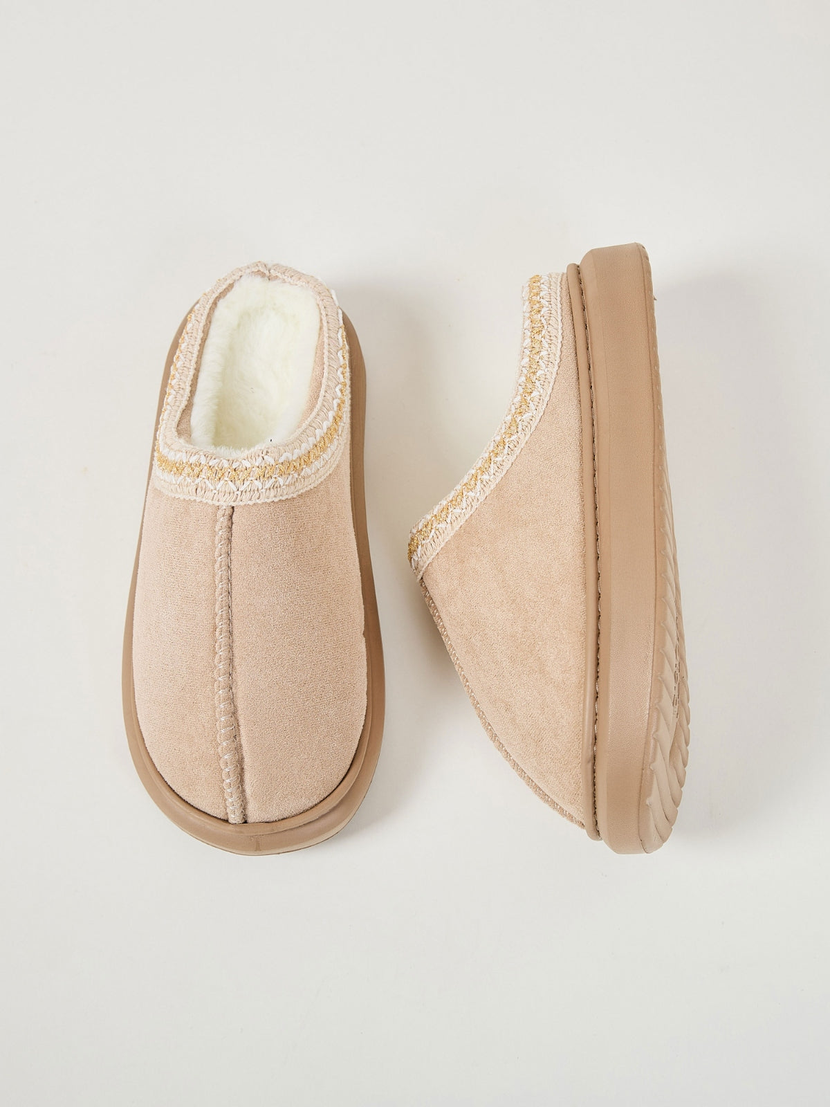 Faux Fur Suede Platform Slippers - Laazaar