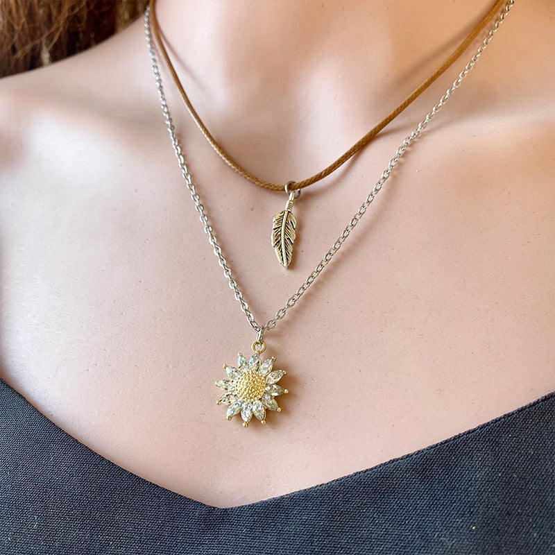 Sunflower Pendant Necklace Set - Laazaar