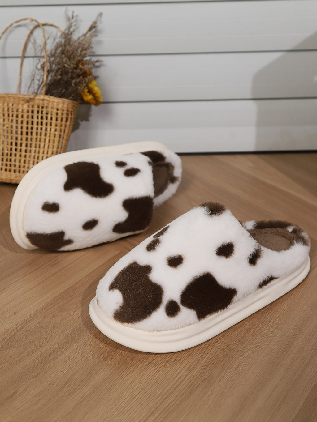 Animal Print Faux Fur Slippers - Laazaar