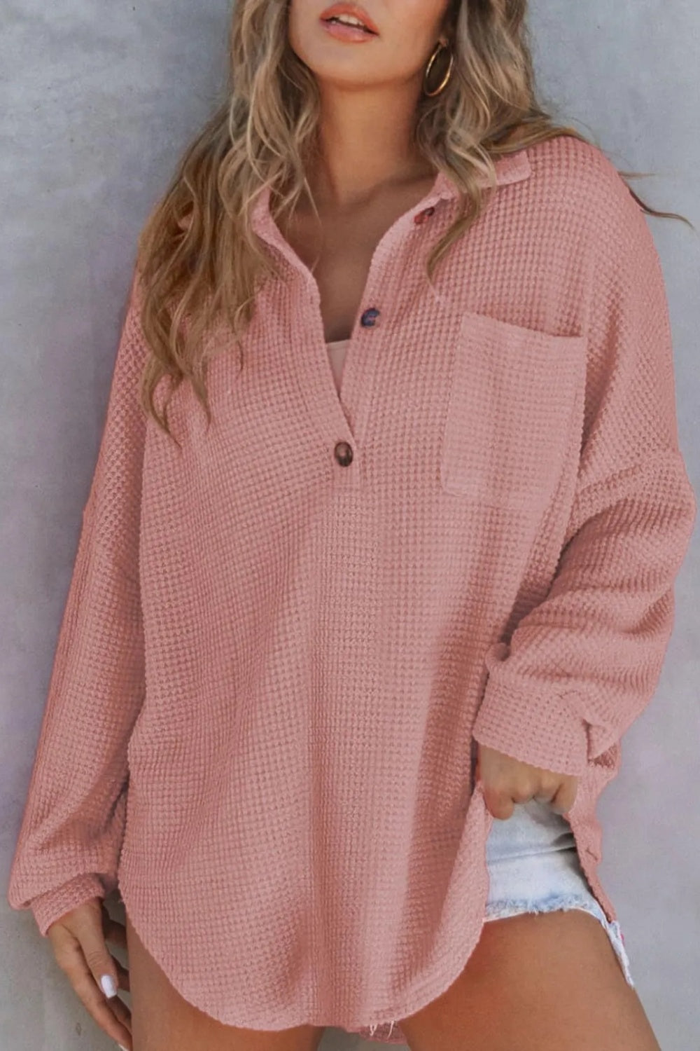 Half Button Long Sleeve Sweatshirt - Laazaar