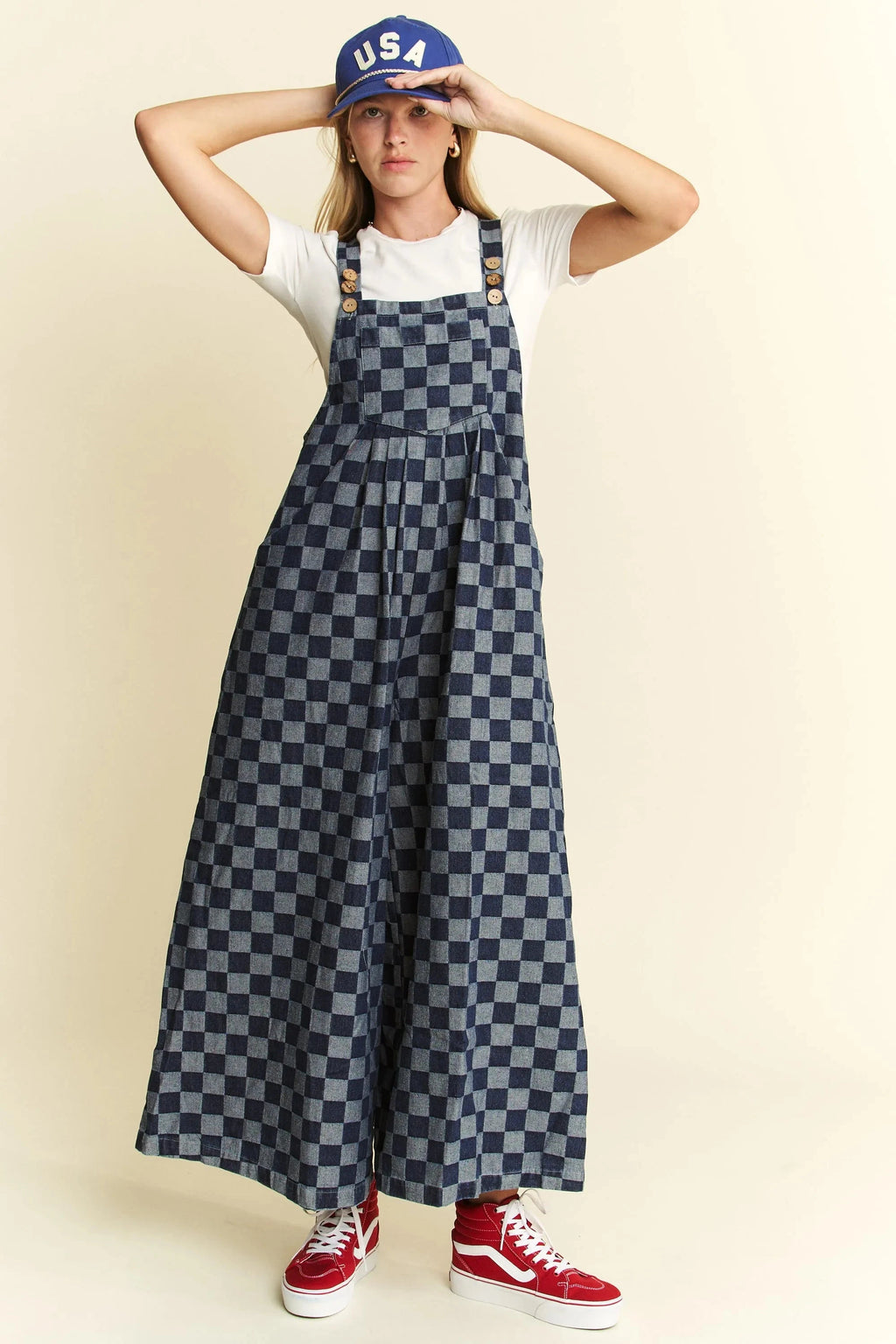Jade By Jane Denim Checkered Jumpsuit