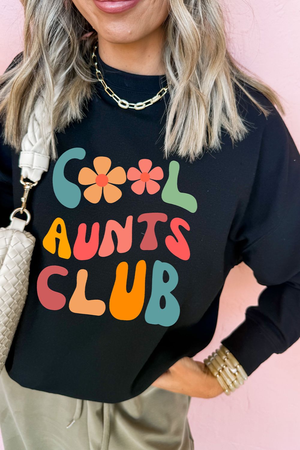 Letter Graphic Round Neck Long Sleeve Sweatshirt - Laazaar