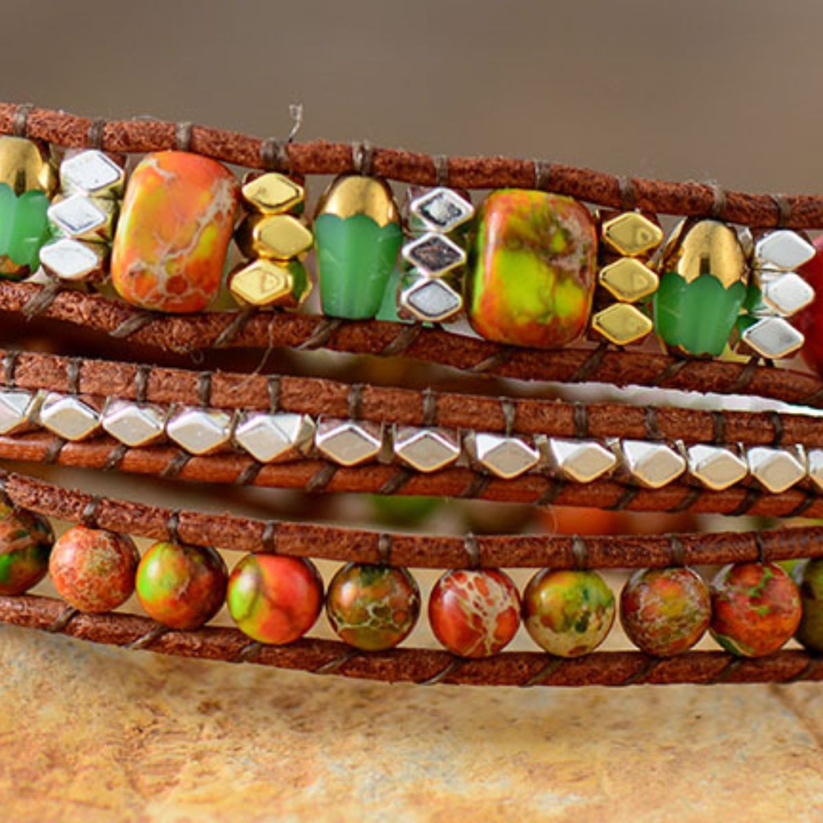 Natural Stone Woven Bracelet - Laazaar